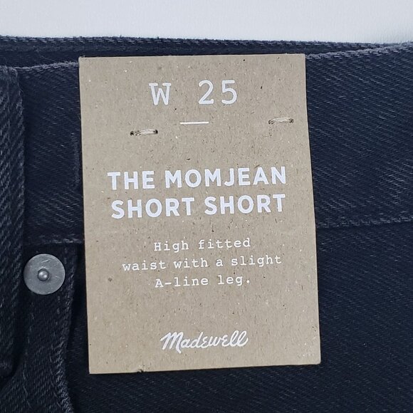 Madewell The Momjean Short Short Women's Size 25 Black Rinse High-Waisted Denim - Picture 3 of 16